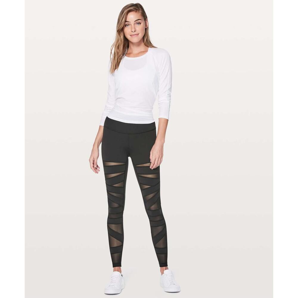 Lululemon Wunder Under Pant Hi-Rise Tech Mesh 28" Sz 2 Black
